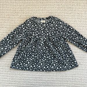 Zara black white floral blouse